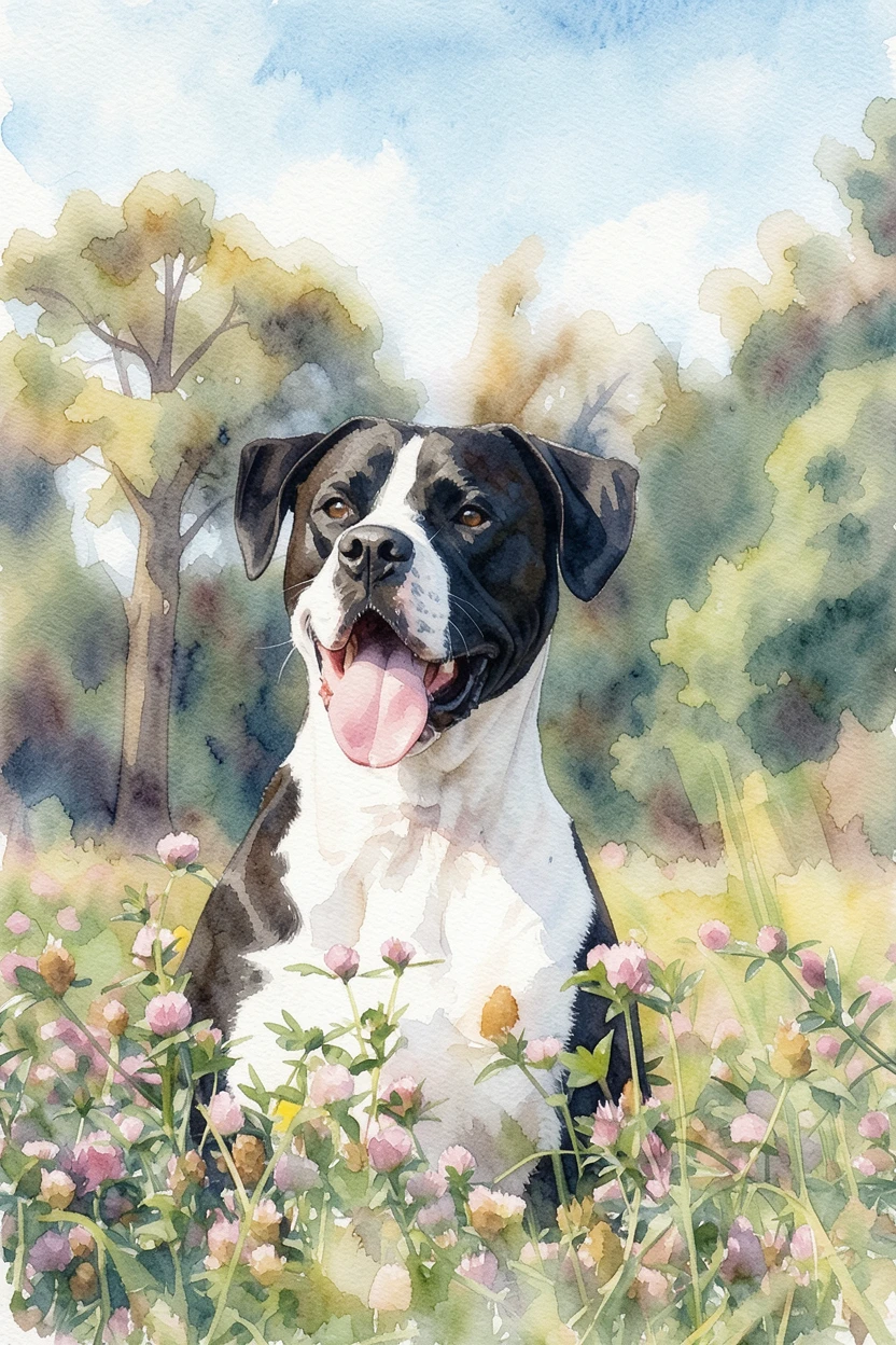 The same boxer rendered as a soft ReArt watercolour