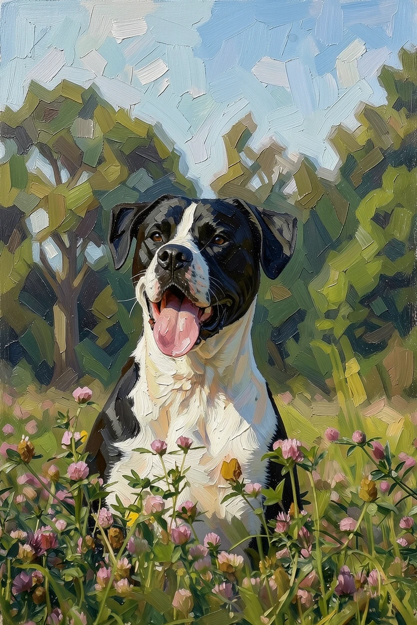The same boxer rendered as a richer ReArt oil painting