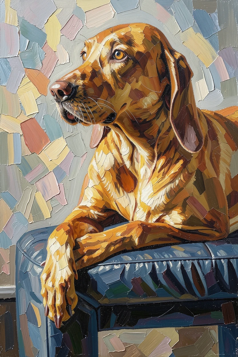The same Vizsla as a ReArt custom oil portrait